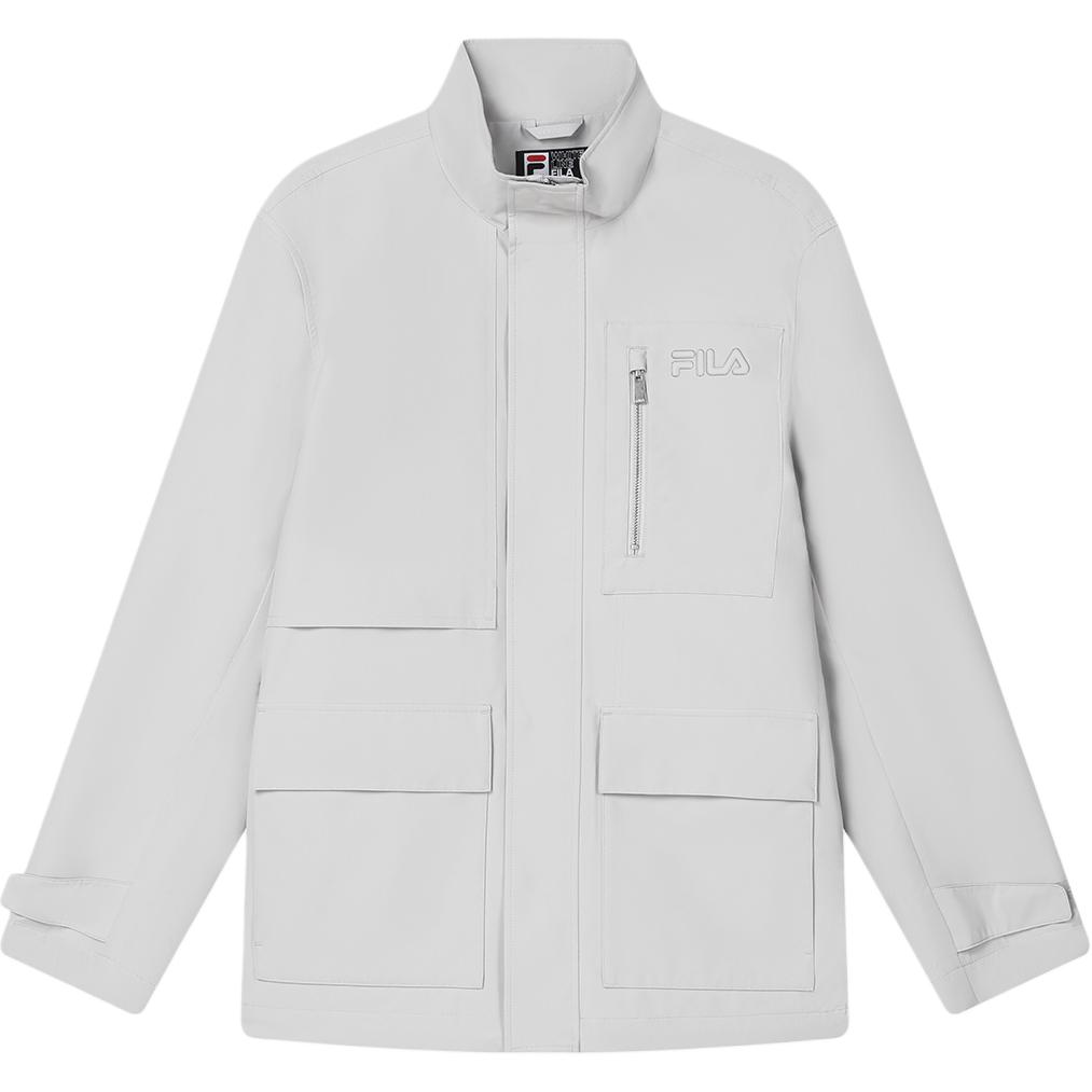 FILA Official Cotton Two-Piece Set Spring 2024 New Fashion Casual Stand Collar Windbreaker Jacket Men outerwear Fog-Gray F11M418901F-GY