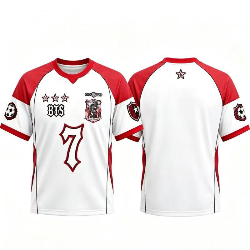 KPOP BTS 7 Soccer Jersey 2026 FIFA World Cup Champion Quick Dry Breathable Short Sleeve Sportswear T Shirt Fan Support Streetwear Outfit