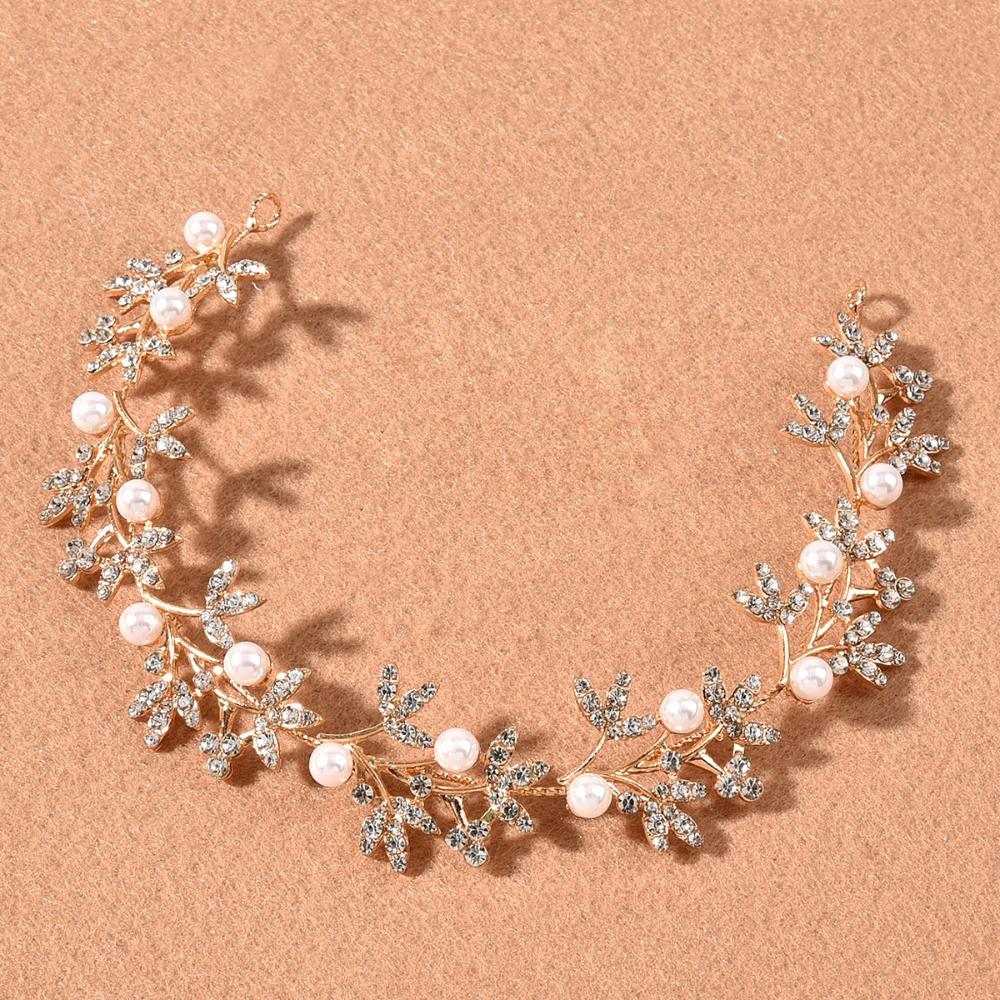 

Блестящая хрустальная жемчужная лоза для волос Кристальная модная свадебная повязка на голову Банкетная танцевальная вечеринка Style 3