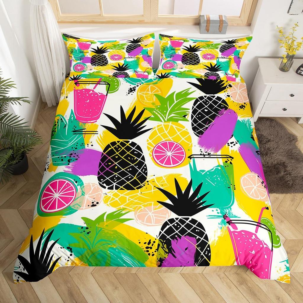 Tropical Fruit Orange Duvet Cover For Kids Teens Lightweight Quilt Covers Bedroom Decor Summer Themed Bedspread Covers No Quilt