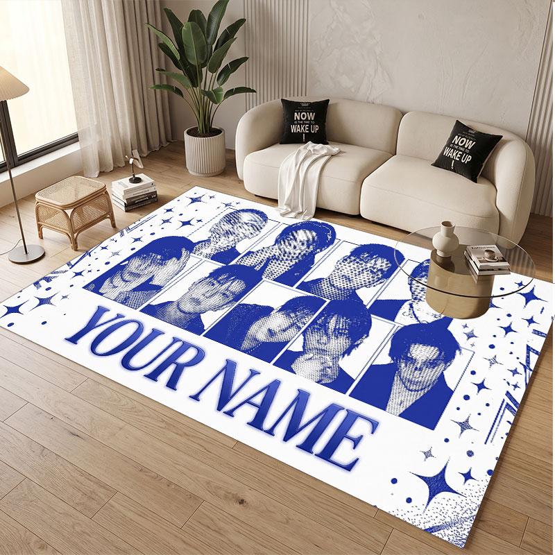Custom Name Crystal Velvet Rug,Stray Kids Comfortable Anti Slip Floor Mat For Room Decoration