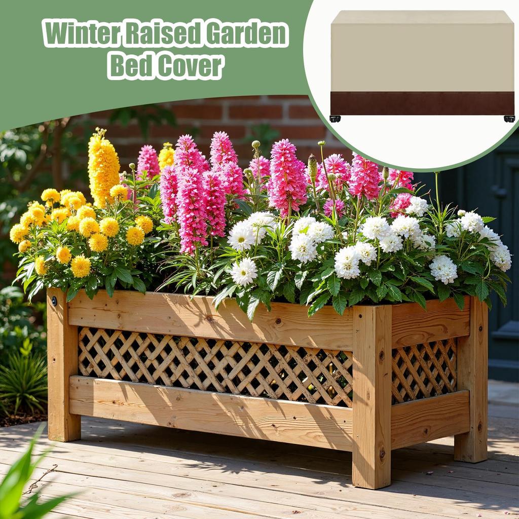 Garden Bed Cover For Winter Waterproof With Drawstring Outdoor Plant Box Cover For Tomato Flowers Strawberry Blueberry