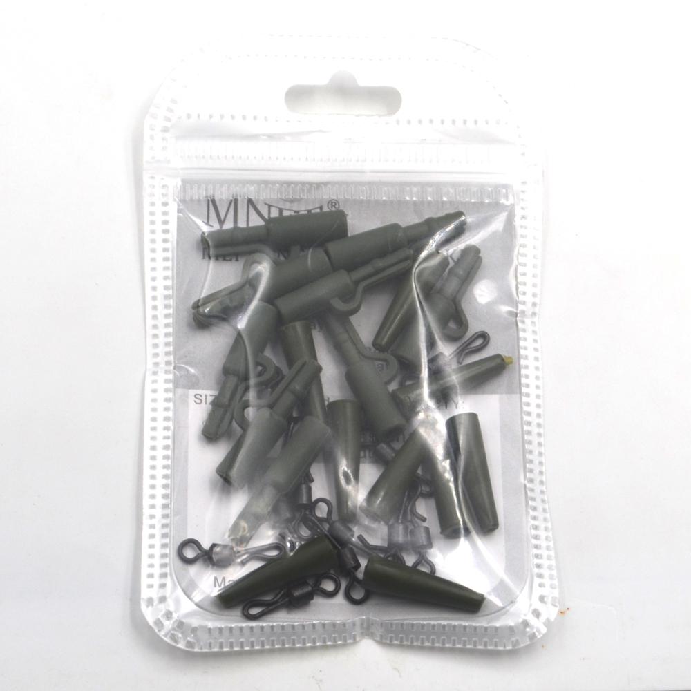 MNFT 100 Sets/Bag Carp Fishing Soft Rubbers Tail Tube Rubber Tubes Safety Lead Clips Quick Change Snap Q-Shaped Rolling Swivel
