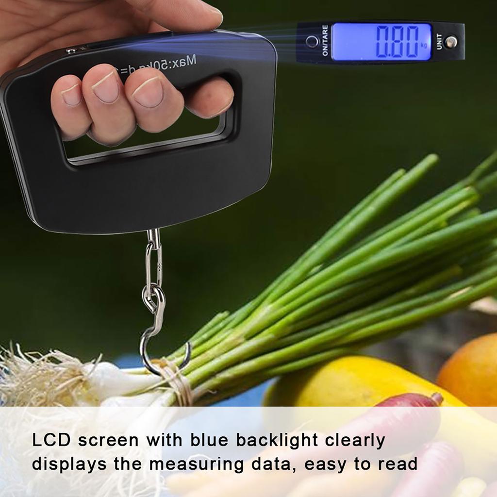 Pocket Size LCD Digital Electronic Hanging Scales Portable Hook Weighing Balance Max. Load 50Kg