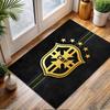 Brazil Football Crest Design Patterned carpet, non slip mat suitable for living room and bedroom sofas
