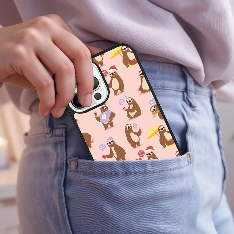 Kawaii Cute Sloth Phone Case For IPhone 18 17 Air 15 16e 14 13 Pro Max Coque 12 11 Pro Max PLUS cover