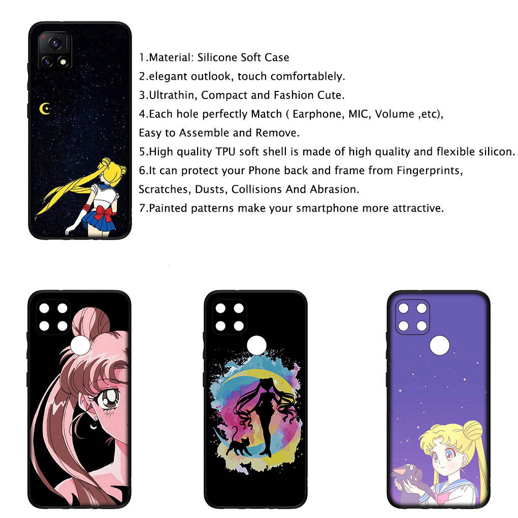 Cover for iPhone 17 16 15 Xiaomi Poco Redmi Note 14 13 12 11 Pro Max 9 16e Samsung Galaxy S25 S24 S23 OPPO Huawei Comics Sailor Moon Cute Phone Case