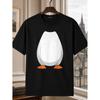 Men'S Shirt Penguin Belly T-Shirt Easy White Body Shape with Orange Feet On Black Cute Animal Costume Illusion Style