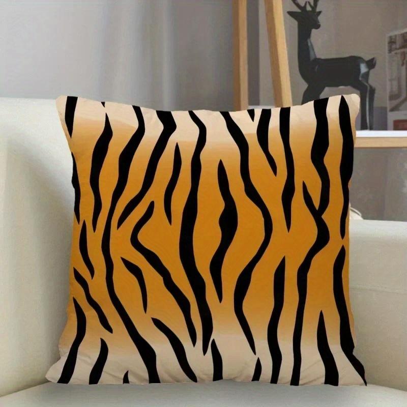 Home Decor Zigzag & Tiger Pattern Digital Print Pillow Covers Pattern Cushion Cover Suitable For Sofa Bedroom Car Pillow Cover