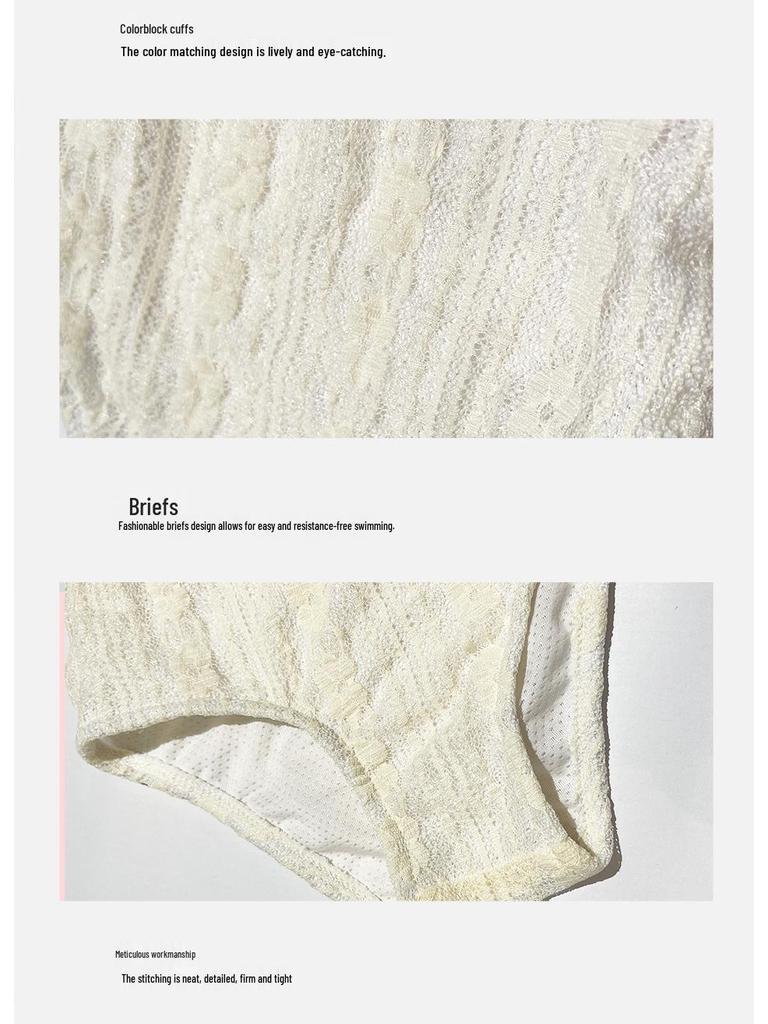 Girls' Mori Style Two-Tone Lace Romper with Bow