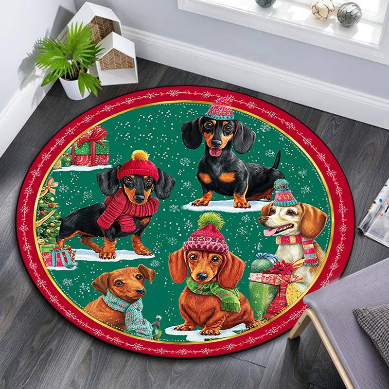 

Dachshunds Round Area Rug,Carpet Rug for Living Room Bedroom Sofa Playroom Decor,Non-slip Floor Mat 80cmx80cm