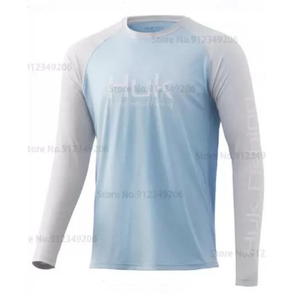 HUK Magliette da Pesca Abbigliamento da Pesca Sport all'Aperto Protezione Solare Asciugatura Rapida Manica Lunga Girocollo Seta di Ghiaccio Abbigliamento da Pesca