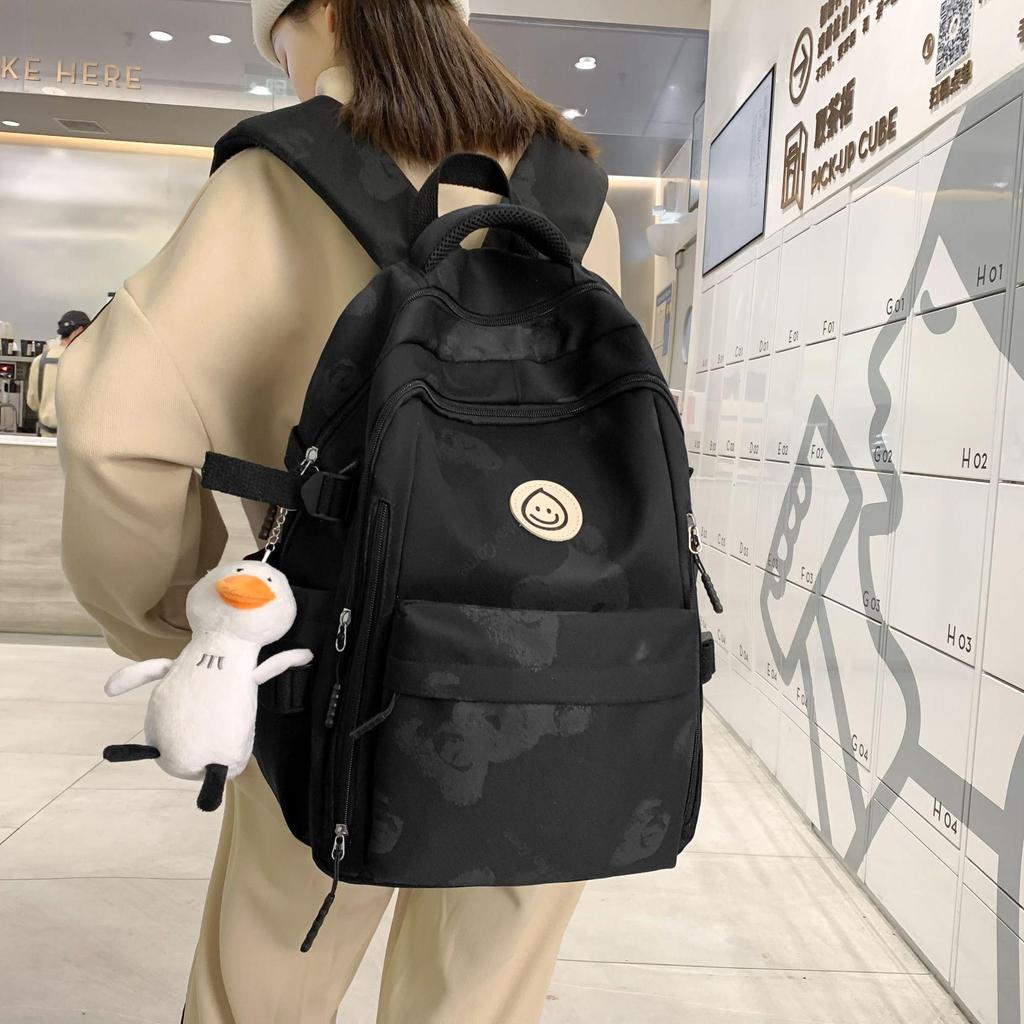 Unisex Large Capacity Fashionable Teddy Bear Print Backpack for Students and Travelers