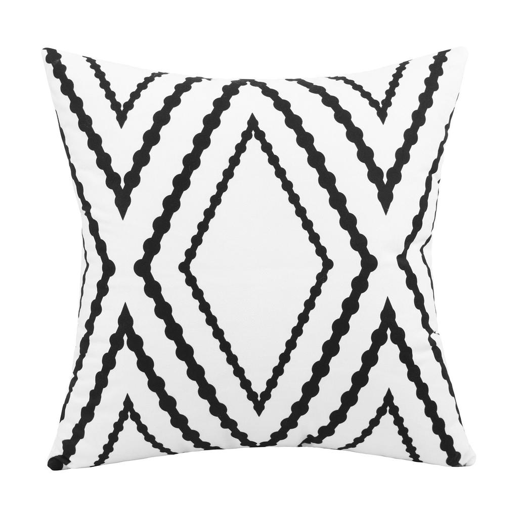 Black and White Geometric Pattern Printed Cushion Cover Soft Polyester Fabric Printed Decor Pillow Case for Bedroom, Living Room