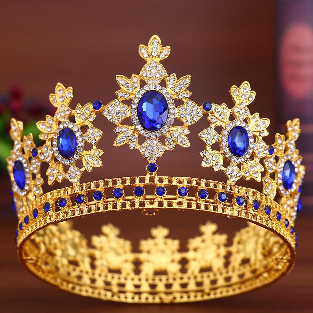 European and American Bride Crown Headwear High End Alloy Rhinestone Crown Hair Accessory  Miss World Beauty Pageant Hair Band Accessory