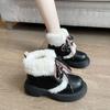 Schneestiefel Damen 2025 Winter neue dicksohlige Samt warme Lammwolle weiße Martinstiefel vielseitige niedliche kurze Stiefel