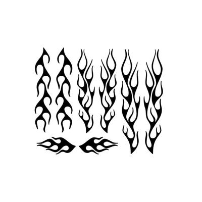 8 Pcs Self-adhesive Motorcycle Stickers Flame Stripe Pattern Car Modeling Modified Decorative Decals