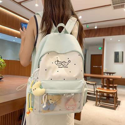 School Bag New High Value Fresh Sweet Candy Color Dopamine Cute Cartoon Backpack Junior High School Students Lightweight Backpack