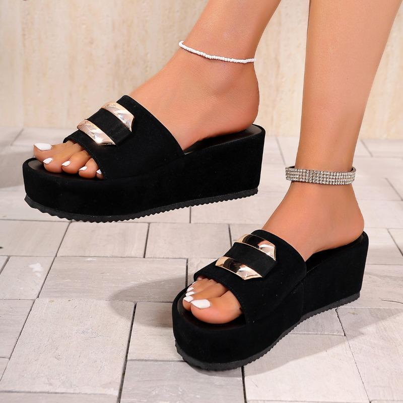 Fashion Sandals and Slippers Women's Summer Wear New Platform Heightened Casual Beach Sandals Rhinestone Flip-flops