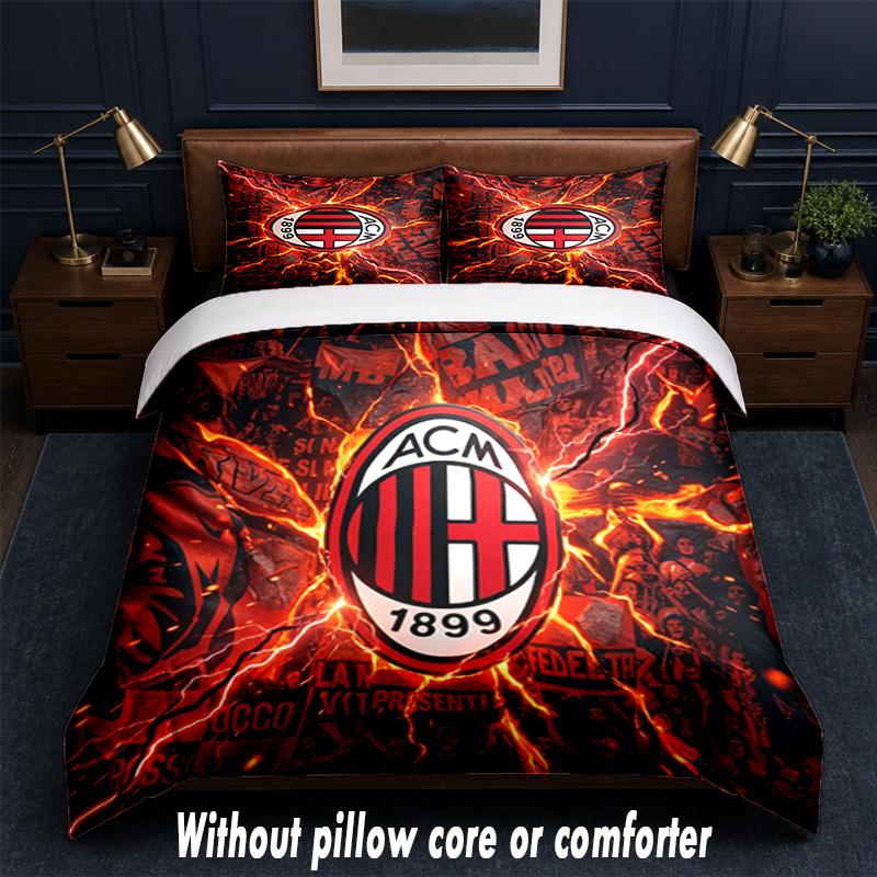 AC Milan Design Bed Bedding Set 1 Duvet Cover + 2 Pillowcases Soft Breathable Household Bed Linens
