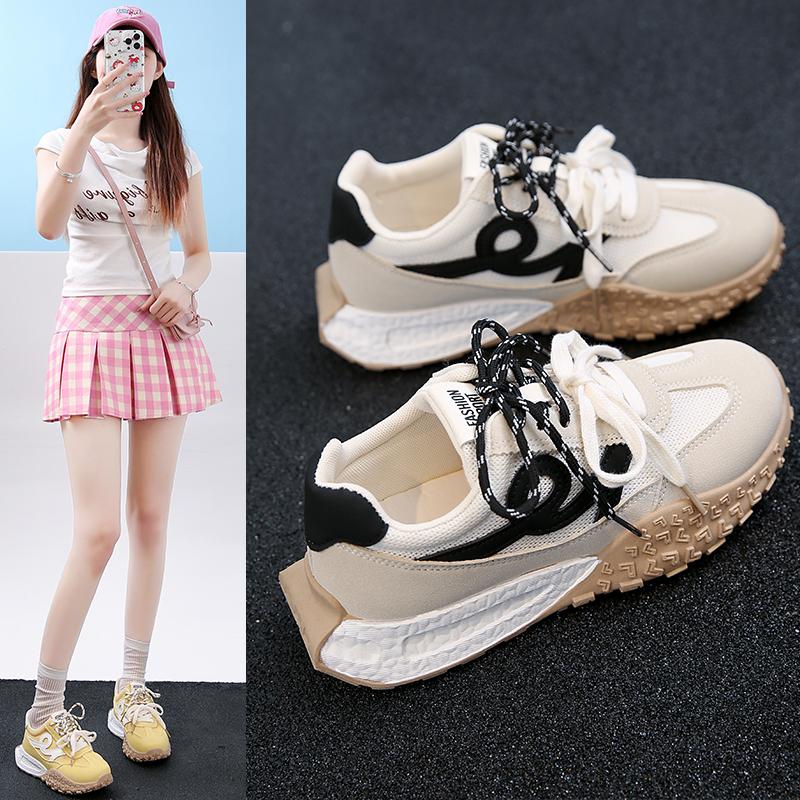 Fashion 2025 Fashion Sneakers Women Suede Leather Mixed Colors Lace-up Round Toe Sliver Flats Ladies Vulcanize Shoes 656