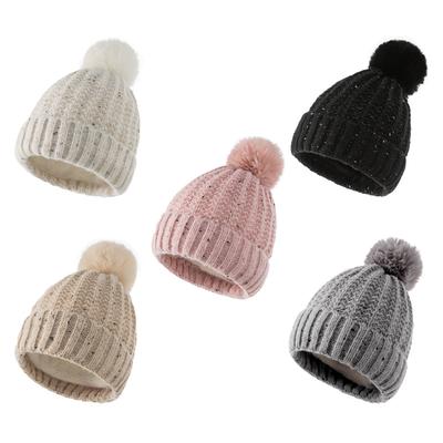 Winter Knitted Beanie Women's Thick Warm Beanie Skull Cap Women's Knitted Letter Hat Beanie Outdoor Riding Suit