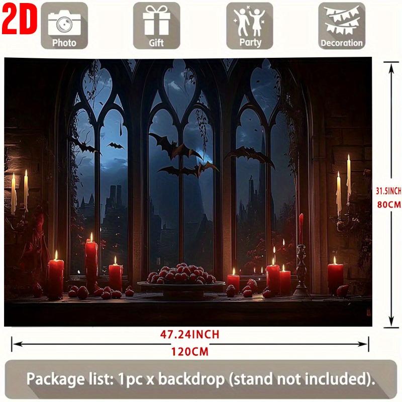 2D Flachbanner, 1 Stück - Gotischer Stil Vampirschloss Fledermaus Thema Party Bannerzyc
