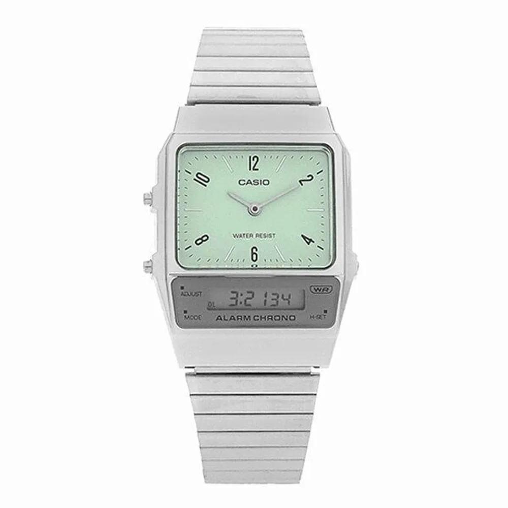 [Cio] AQ-800E-3ADF (AQ-800E-3A) Analog Digital Square Vintage Retro Unisex Metal Watch AQ-800E-3ADF