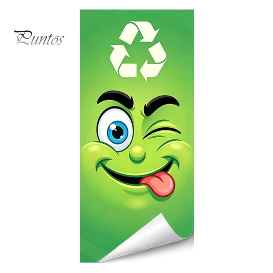 Cartoon Style Trash Can Accessories Funny Sticker, Cute Big Eye Expression Decorative Stickers for Community Corridors Adhesive Label, Waterproof PVC