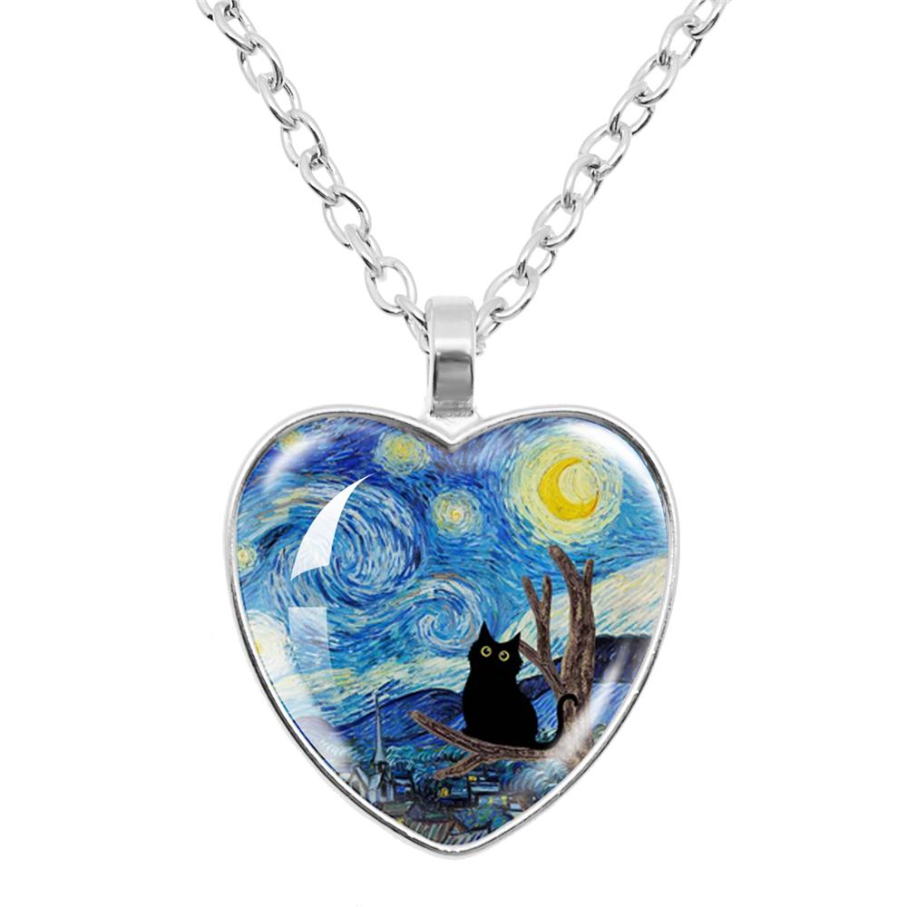 Gepersonaliseerde Kitten Kat Hart Hanger Ketting Dier Vorm Kunst Foto Glas Cabochon Sieraden Kinderen En Vrouwen