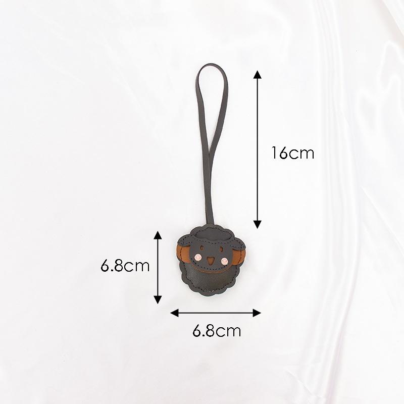 Cute Goat Pu Leather Keychain For Women Car Key Ring Cartoon Animal Sheep Bag Charm Pendant
