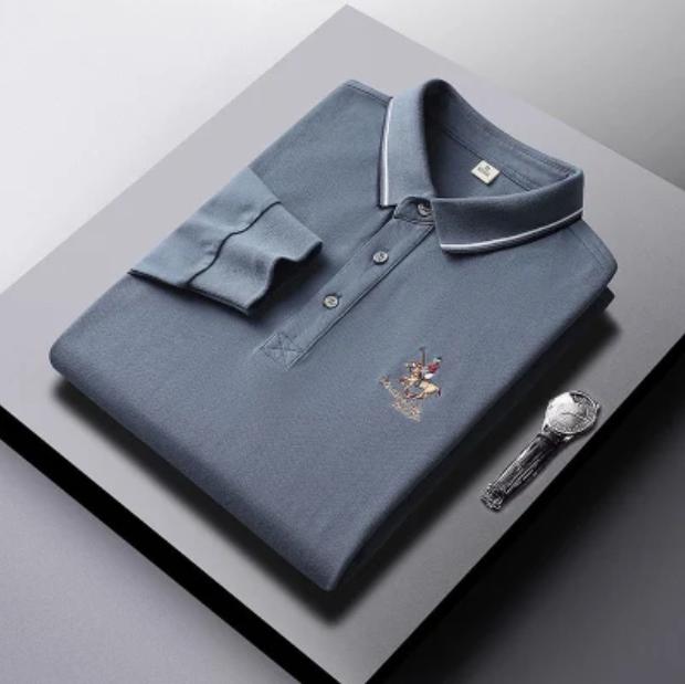 Gestreiftes Baumwollhemd für Herren mittleren Alters, langärmeliges T-Shirt für Herren mittleren Alters, ST-Shirt