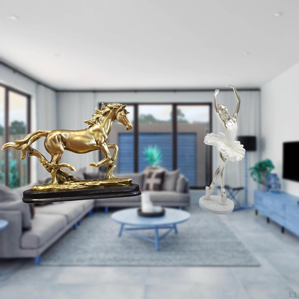 Creative Modern Dancing Girl Ballerina Figurine Horse Statue Sculpture Art Ornament for Desk