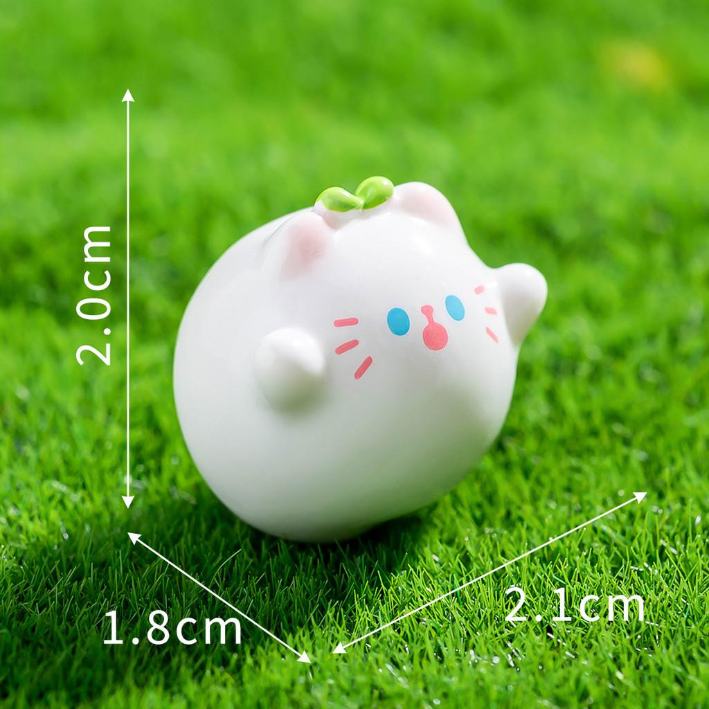 10Pcs Cartoon White Cat Animal Miniatures Resin Ornaments Fairy Garden Decoration Micro Landscape