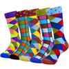 5 Pairs Men Cotton Fashion Color Pattern Happy Unisex Novelty Fun Dress Women Socks