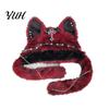 Autumn Fashion Accessory Cute Plush Animal Hat, Furry Cat Ear Headwear, Winter Hat Soft Warm Cap for Halloween Party Costume, Cosplay Accessories