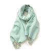 Double-Sided Solid Color Macaron Scarf For Women, Imitation Cashmere Tassel To Keep Warm In Winter