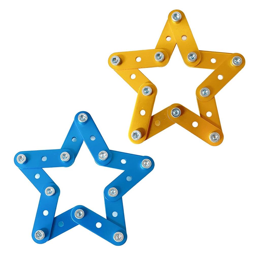 Zaoh Block Star and Heart Medal Set, Metal, Blue, Yellow, Pink, and Purple, Educational, Tactile, Spatial Recognition, 3D Recognition, and Creativity