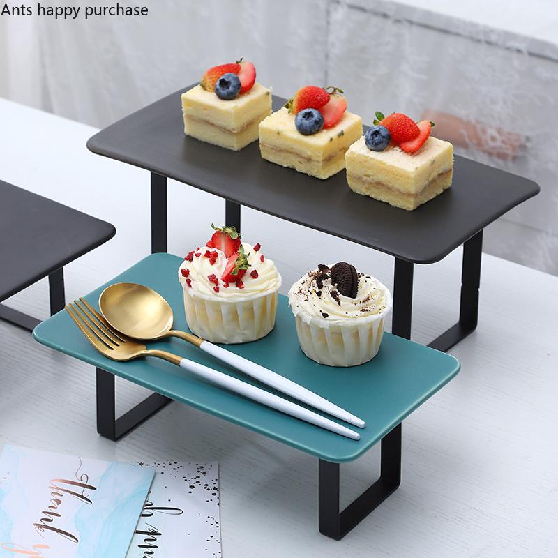 Tortenständer aus Schmiedeeisen und Keramik, Desserttisch, Kuchenform, Snack-Dessertteller, Dim-Sum-Teller, Sushi-Teller, dekorativer Präsentationsständer