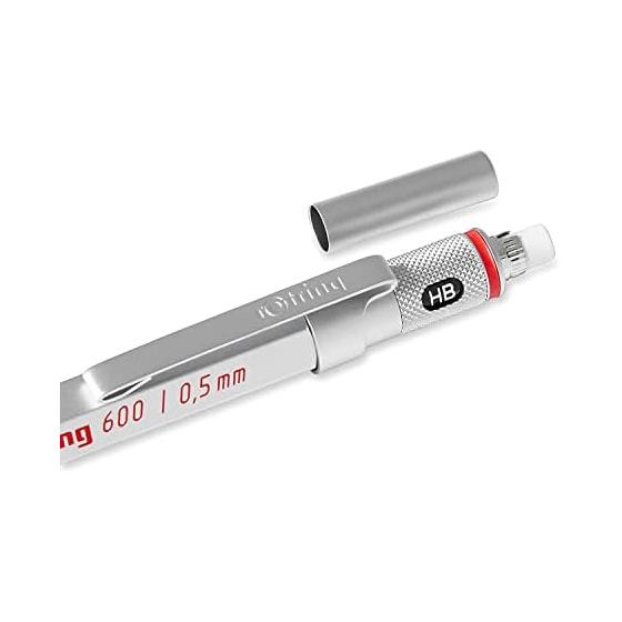 Rotring 600 Mechanical Pencil, 0.5mm, Silver, All-Metal Body, Drafting Compatible