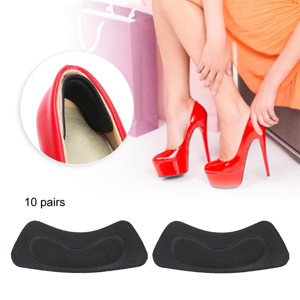 10 párů houbičkových nálepek na paty šetrných k pokožce, nálepky na paty, náplasti na přední část chodidla pro péči o nohy (Černá)