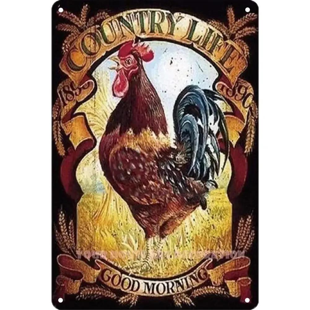 Vintage Tin Sign - Home Is Where the Chickens Are - Metal Signs Funny for Farmhouse Decor - Metal Wall Art for Chicken Coop