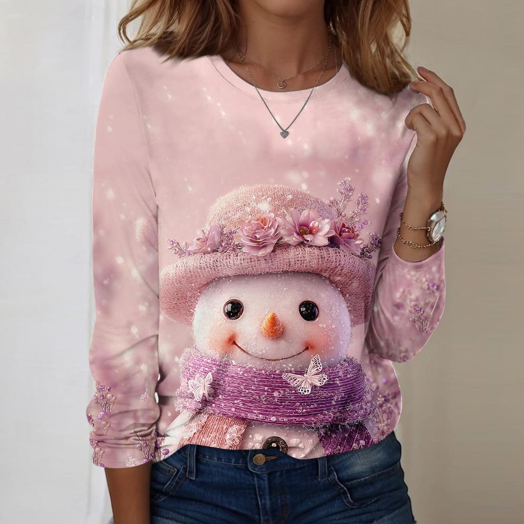 Long Sleeve Shirts For Women Cute Print Graphic Tees Blouses Casual Plus Size Basic Tops Pullover