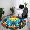 1pc Butterfly StainedGlass Office Round Area Rug, Indoor Mat Suitable ForOffice, Under Office Chairs Bedroom Living Room Home Decor, Room Deco D163