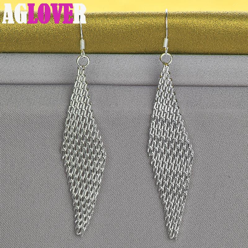 925 Sterling Silver Intertwined Network Drop Earrings Jewelry