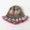 Striped Oil Painting Woolen Hat Retro Rainbow Knitted Hat Gradient Contrast Plush Knitted Hat