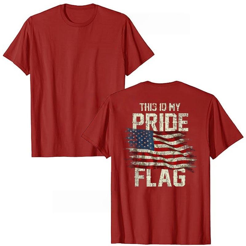 SpringSummer This Is My Pride Flag USA Letter Pattern Printed Cotton Tshirt Fashion Casual Short Sleeve Round Neck Tshirt