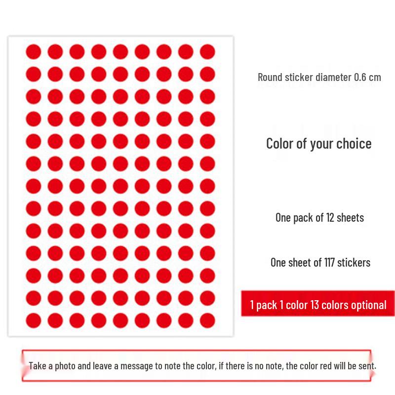 Colorful Round Dot Self-Adhesive Label Stickers: Red, Yellow, Blue, Green, White - Blank Paper for Marking