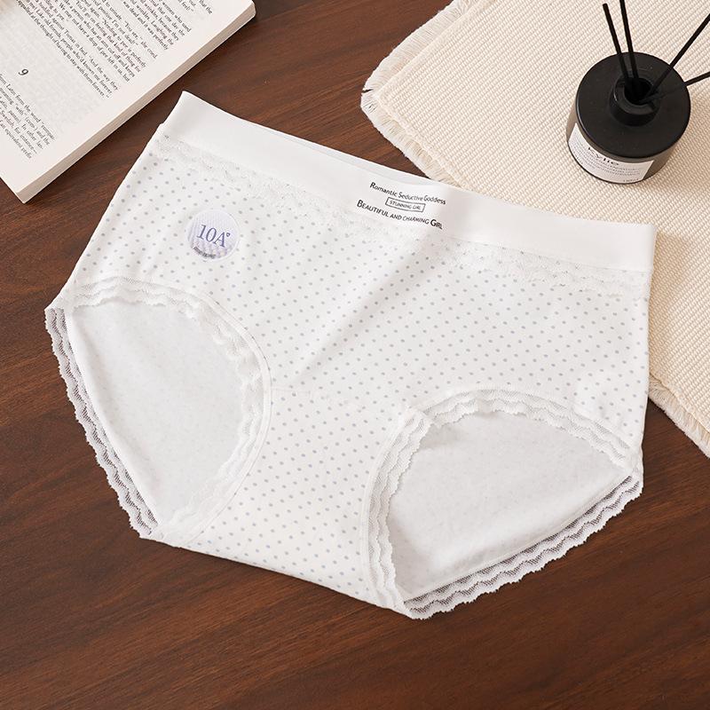 Plus Size Women's Sweet Printed 10a Antibacterial Cotton Extended Crotch Triangle Briefs