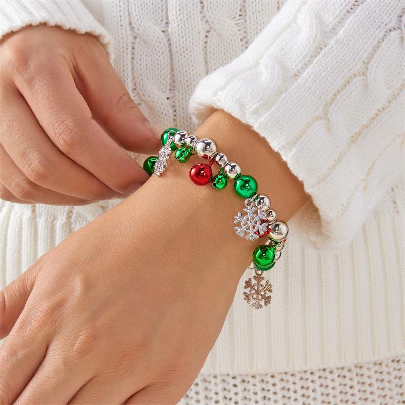 Christmas Colorful Beads Multi Element Pendant Bracelets For Women Santa Claus Snowflake Tree Bracelet Party Jewelry